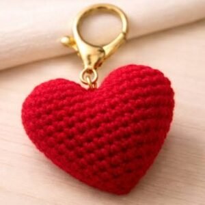 Crochet 3D Heart Keychain
