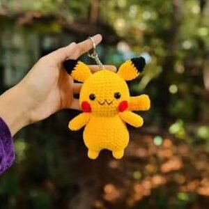 Crochet 3D Pikachu Keychain