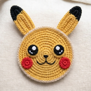 Crochet 2D Pikachu Face keychain