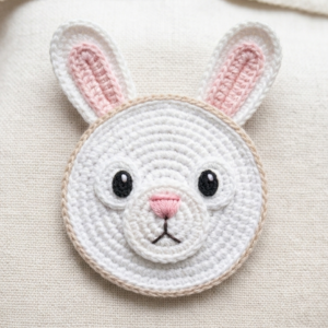 Crochet 2D Rabbit Face keychain