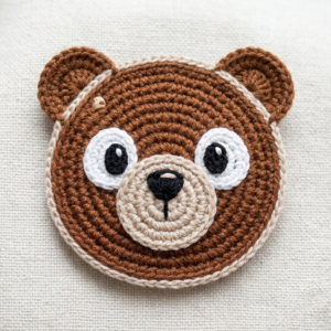 Crochet 2D Teddy Face keychain