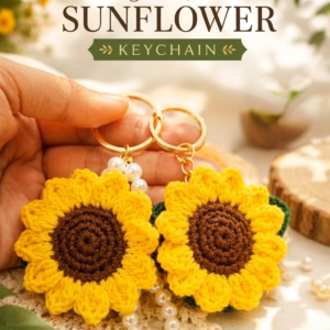 Crochet 3D Sunflower Keychain