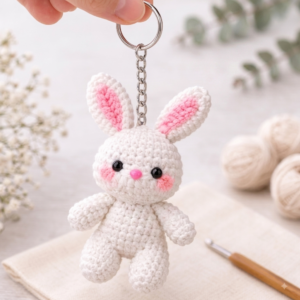 Crochet 3D Rabbit Keychain