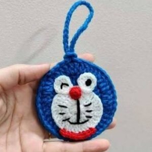 Crochet 2D Doraemon Face keychain